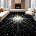 thumbnail image 1 of ODIKA 4'x6' Machine Washable Non-Slip Area Rug, Midnight Celebration Contemporary Starburst High Traffic Rug, Black, 94998, 1 of 7