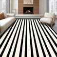 thumbnail image 1 of ODIKA 6'x9' Machine Washable Non-Slip Area Rug, Minimalist Ivory Black Contrast Striped High Traffic Rug, Black, 76043, 1 of 7