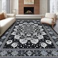 thumbnail image 1 of Flatwoven High Traffic Area Rug, Minimalist Monochrome Design, Non Slip, Stain Resistant, Washable Area Rugs for Living Room, Bedroom(Black, 5X7), 1 of 8