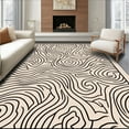 thumbnail image 1 of ODIKA 5'x7' Machine Washable Non-Slip Area Rug, Minimalist Natural Lines Featuring Curved Flowing Strokes High Traffic Rug, Beige, 284337, 1 of 7