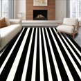 thumbnail image 1 of ODIKA 2'x3' Machine Washable Non-Slip Area Rug, Minimalist Striped with Bold Contrast High Traffic Rug, Black, 136113, 1 of 7