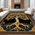 thumbnail image 1 of ODIKA 2'x3' Machine Washable Non-Slip Area Rug, Minimalist Symbolism Display High Traffic Rug, Gold, 33749, 1 of 7