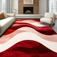 thumbnail image 1 of ODIKA 4'x6' Machine Washable Non-Slip Area Rug, Modern Abstract Brushstroke Wave Design with Dynamic Flow High Traffic Rug, Red, 256670, 1 of 7