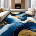 thumbnail image 1 of ODIKA 3'x5' Machine Washable Non-Slip Area Rug, Modern Abstract Geometric Marble Design High Traffic Rug, Blue, 155856, 1 of 7