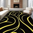 thumbnail image 1 of Flatwoven High Traffic Area Rug, Modern Artistic Wavy Aesthetic Sophisticated Embellishment, Non Slip, Stain Resistant, Washable Area Rugs for Living Room, Bedroom(Black, 6), 1 of 8