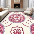 thumbnail image 1 of ODIKA 6'x9' Machine Washable Non-Slip Area Rug, Modern Boho Medallion Motif with Subtle Lattice Overlay High Traffic Rug, Beige, 393678, 1 of 7