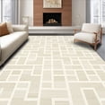 thumbnail image 1 of ODIKA 6'x9' Machine Washable Non-Slip Area Rug, Modern Geometry Oval Floor Covering High Traffic Rug, Beige, 157685, 1 of 7