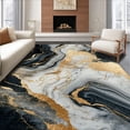 thumbnail image 1 of ODIKA 4'x6' Machine Washable Non-Slip Area Rug, Modern Marble Style Round Abstract Swirl High Traffic Rug, Black, 133081, 1 of 7