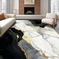 thumbnail image 1 of ODIKA 8'x10' Machine Washable Non-Slip Area Rug, Modern Marble Swirl with Bold Abstract Veining and Metallic Highlights High Traffic Rug, Black, 92041, 1 of 7