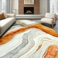 thumbnail image 1 of ODIKA 8'x10' Machine Washable Non-Slip Area Rug, Modern Marble Swirl Grey Orange Abstract Art High Traffic Rug, White, 84248, 1 of 7