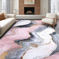 thumbnail image 1 of Flatwoven High Traffic Area Rug, Modern Marble Texture with Subtle Hues, Non Slip, Stain Resistant, Washable Area Rugs for Living Room, Bedroom(Pink, 4X6), 1 of 8