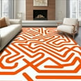 thumbnail image 1 of Flatwoven High Traffic Area Rug, Modern Maze Interlocking Layout, Non Slip, Stain Resistant, Washable Area Rugs for Living Room, Bedroom(Orange, 6X9), 1 of 8