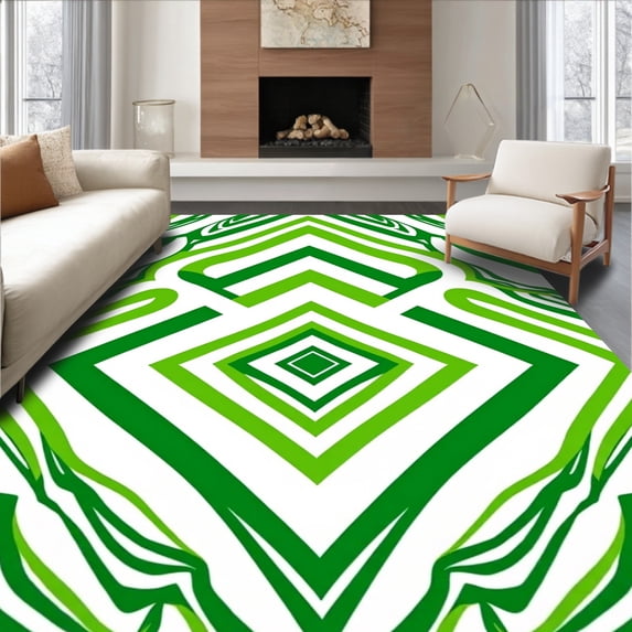 ODIKA 6'x9' Machine Washable Non-Slip Area Rug, Modern High Traffic Rug, Green, 394688