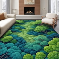 Flatwoven High Traffic Area Rug, Modern Rainbow Jute, Non Slip, Stain Resistant, Washable Area Rugs for Living Room, Bedroom(Green, 4X6)