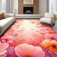 thumbnail image 1 of Flatwoven High Traffic Area Rug, Modern Retro Floral Burst with Abstract Petal Shapes, Non Slip, Stain Resistant, Washable Area Rugs for Living Room, Bedroom(Pink, 8X10), 1 of 8