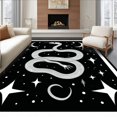 thumbnail image 1 of ODIKA 6'x9' Machine Washable Non-Slip Area Rug, Modern Rock Snake with Spot Boa and Lunar Embellishments High Traffic Rug, Black, 91015, 1 of 7