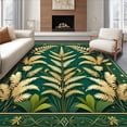 thumbnail image 1 of ODIKA 6'x9' Machine Washable Non-Slip Area Rug, Modern Symmetrical Fern Fronds with Decorative Filigree High Traffic Rug, Green, 200051, 1 of 7