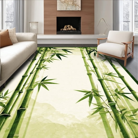 ODIKA 4'x6' Machine Washable Non-Slip Area Rug, Modern with Inspired Design High Traffic Rug, Green, 88789