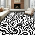 thumbnail image 1 of ODIKA 8'x10' Machine Washable Non-Slip Area Rug, Monochrome Snake Design Featuring Stylized Serpent Forms High Traffic Rug, Black, 294698, 1 of 7