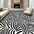 thumbnail image 1 of ODIKA 8' Machine Washable Non-Slip Area Rug, Monochrome Zebra Stripe with Tropical Leaf High Traffic Rug, Black, 291890, 1 of 7