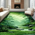 thumbnail image 1 of ODIKA 3'x5' Machine Washable Non-Slip Area Rug, Moss Garden Earthy Green Bathroom High Traffic Rug, Green, 94463, 1 of 7