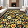 thumbnail image 1 of ODIKA 4'x6' Machine Washable Non-Slip Area Rug, Multi Color Circular Floral Design with Modern Appeal High Traffic Rug, Blue, 95405, 1 of 7