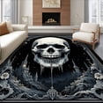 thumbnail image 1 of ODIKA 3'x5' Machine Washable Non-Slip Area Rug, Mysterious Floral and Skull High Traffic Rug, Black, 14920, 1 of 7