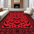 thumbnail image 1 of ODIKA 2'x3' Machine Washable Non-Slip Area Rug, Mysterious Vibrant Bat Imagery High Traffic Rug, Red, 29678, 1 of 7