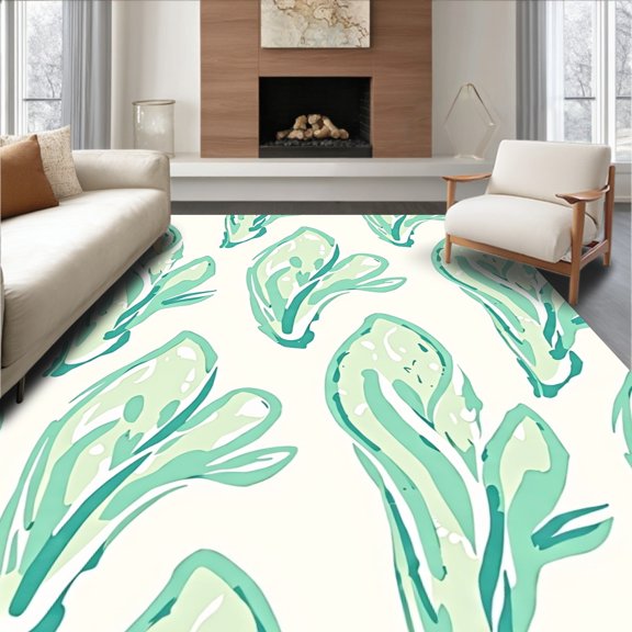 Flatwoven High Traffic Area Rug, Mystic Meadow Abstract Interlocking Motif, Non Slip, Stain Resistant, Washable Area Rugs for Living Room, Bedroom(Green, 2X3)