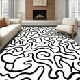 thumbnail image 1 of Flatwoven High Traffic Area Rug, Mystic Serpent Interlocking Runner, Non Slip, Stain Resistant, Washable Area Rugs for Living Room, Bedroom(Black, 4X6), 1 of 8