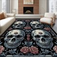thumbnail image 1 of Flatwoven High Traffic Area Rug, Mystical Insect Inspired, Non Slip, Stain Resistant, Washable Area Rugs for Living Room, Bedroom(Black, 2X3), 1 of 8