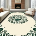 thumbnail image 1 of ODIKA 6'x9' Machine Washable Non-Slip Area Rug, Mystical Mushroom Medallion with Intertwined Botanical Flourishes High Traffic Rug, Ivory, 293417, 1 of 7