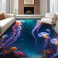 thumbnail image 1 of ODIKA 4'x6' Machine Washable Non-Slip Area Rug, Mystical Sea Creatures Holographic Jellyfish Floating Effect High Traffic Rug, Blue, 68570, 1 of 7