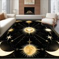 thumbnail image 1 of Flatwoven High Traffic Area Rug, Mystical Solar Lunar Fusion Art, Non Slip, Stain Resistant, Washable Area Rugs for Living Room, Bedroom(Gold, 5X7), 1 of 8