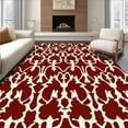 thumbnail image 1 of ODIKA 3'x5' Machine Washable Non-Slip Area Rug, Natural Cowhide Inspired High Traffic Rug, Maroon, 304956, 1 of 7