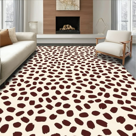 ODIKA 8' Machine Washable Non-Slip Area Rug, Natural Leather Artistic Hide Motif High Traffic Rug, Brown, 322403
