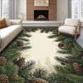 thumbnail image 1 of Flatwoven High Traffic Area Rug, Naturalistic Pine Tree Decorative Appeal, Non Slip, Stain Resistant, Washable Area Rugs for Living Room, Bedroom(Beige, 4X6), 1 of 8