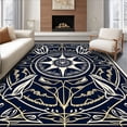 thumbnail image 1 of ODIKA 8' Machine Washable Non-Slip Area Rug, Nautical Compass Rose Directional Starburst High Traffic Rug, Navy, 327587, 1 of 7