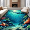 thumbnail image 1 of ODIKA 4'x6' Machine Washable Non-Slip Area Rug, Nautical Design with Intricate Ocean Life High Traffic Rug, Blue, 65649, 1 of 5