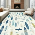 thumbnail image 1 of ODIKA 3'x5' Machine Washable Non-Slip Area Rug, Nautical Surfboard Beach House Decor Blue High Traffic Rug, Blue, 42459, 1 of 7