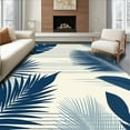 thumbnail image 1 of ODIKA 5'x7' Machine Washable Non-Slip Area Rug, Navy Ivory Botanical with Abstract Tropical Leaf High Traffic Rug, Blue, 70658, 1 of 7