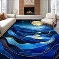 thumbnail image 1 of ODIKA 2'x3' Machine Washable Non-Slip Area Rug, Nocturnal Coquette Sea Relief with Heatwave Abstracted Imagemeve High Traffic Rug, Blue, 173130, 1 of 7