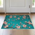 thumbnail image 1 of ODIKA 2'x3' Non Slip Cherry Blossom with Artistic Teal and Pink Flower Branch Motif Washable Doormat Non-Slip, Low Pile for Entryway, Kitchen, Laundry Room, 1 of 7