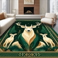 thumbnail image 1 of ODIKA 5'x7' Machine Washable Non-Slip Area Rug, Non Slip Deer and Cattle with Rustic Farmhouse Charm High Traffic Rug, Green, 91329, 1 of 7