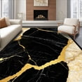 thumbnail image 1 of ODIKA 5'x7' Machine Washable Non-Slip Area Rug, Non Slip Indoor Door Black Gold Marble Rock High Traffic Rug, Black, 83172, 1 of 7