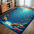 thumbnail image 1 of ODIKA 2'x3' Machine Washable Non-Slip Area Rug, Ocean Treasures Fauna Statement High Traffic Rug, Blue, 272905, 1 of 7