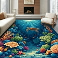 thumbnail image 1 of ODIKA 5'x7' Machine Washable Non-Slip Area Rug, Oceanic Haven Navy High Traffic Rug, Blue, 61827, 1 of 7