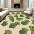 thumbnail image 1 of Flatwoven High Traffic Area Rug, Olive Green Faux Hide Spotted Print, Non Slip, Stain Resistant, Washable Area Rugs for Living Room, Bedroom(Ivory, 8X8), 1 of 8