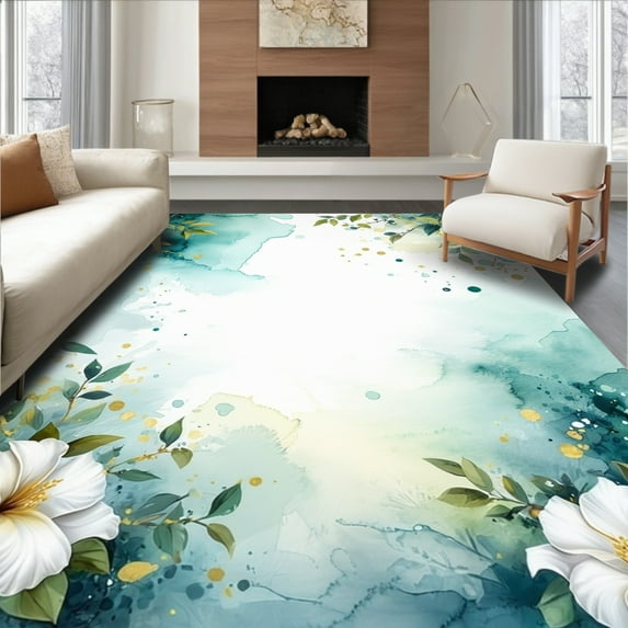 ODIKA 3'x5' Machine Washable Non-Slip Area Rug, Opulent Gardenia And ...