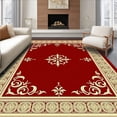 thumbnail image 1 of ODIKA 4'x6' Machine Washable Non-Slip Area Rug, Opulent Scrollwork with Baroque Flourish Motifs High Traffic Rug, Red, 604364, 1 of 7